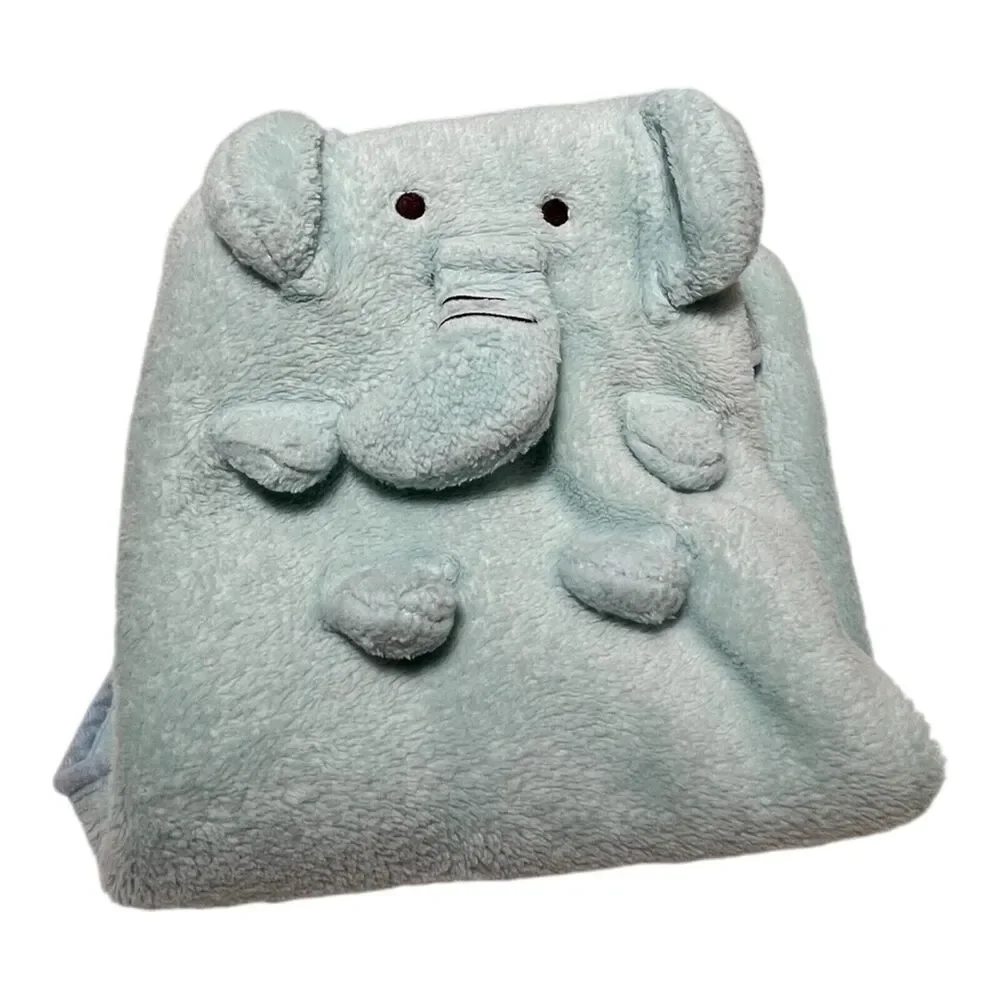 One And Only Creations Blue Elephant Baby Blanket Plush